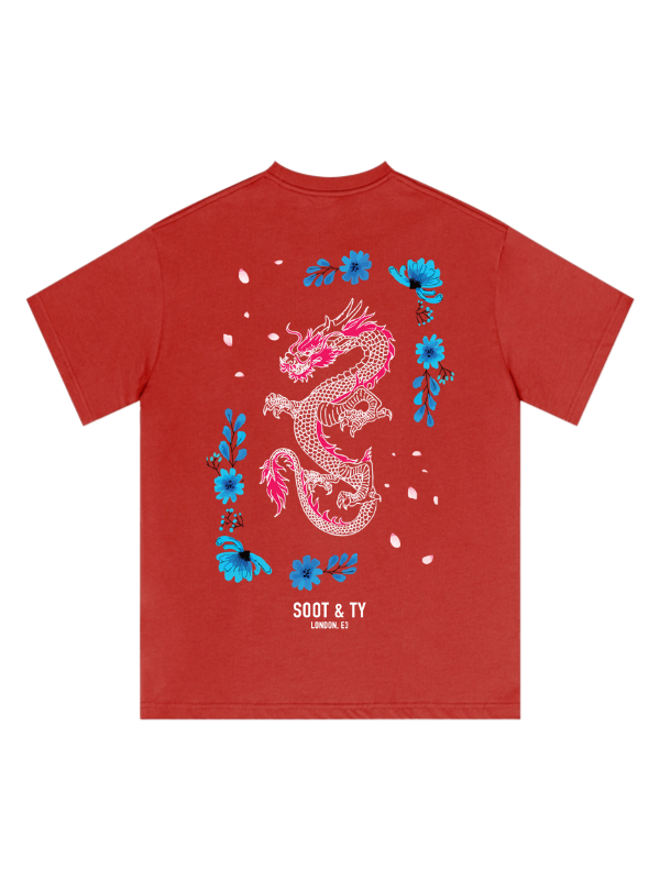 Floral Dragon Graphic Relaxed Fit T-Shirt