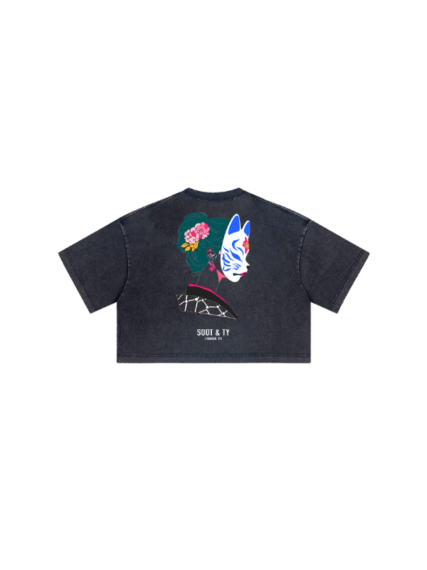 Kids/Petite Mask Print Crop T-Shirt