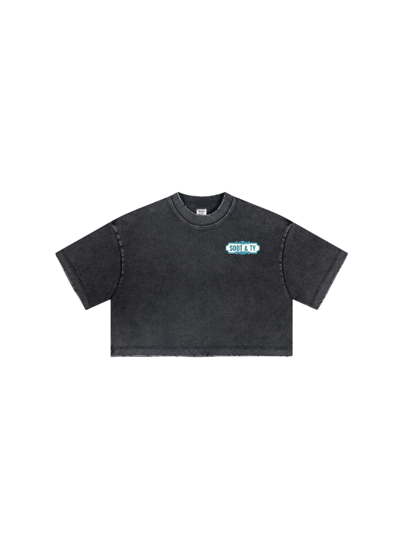 Kids/Petite Mask Print Crop T-Shirt