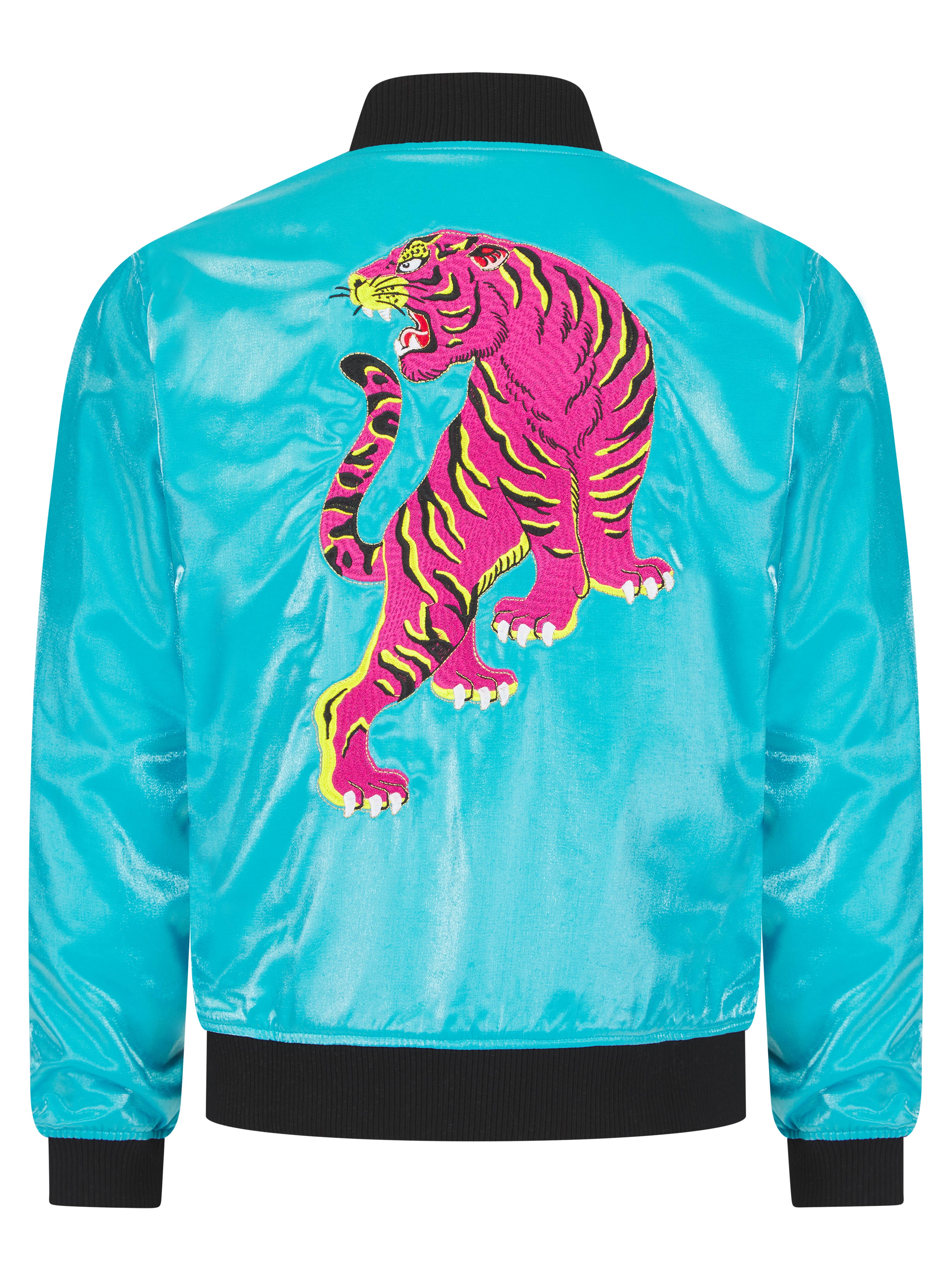 Baby Blue Lumiere Reversible Tiger Sukaja Unisex Bomber Jacket