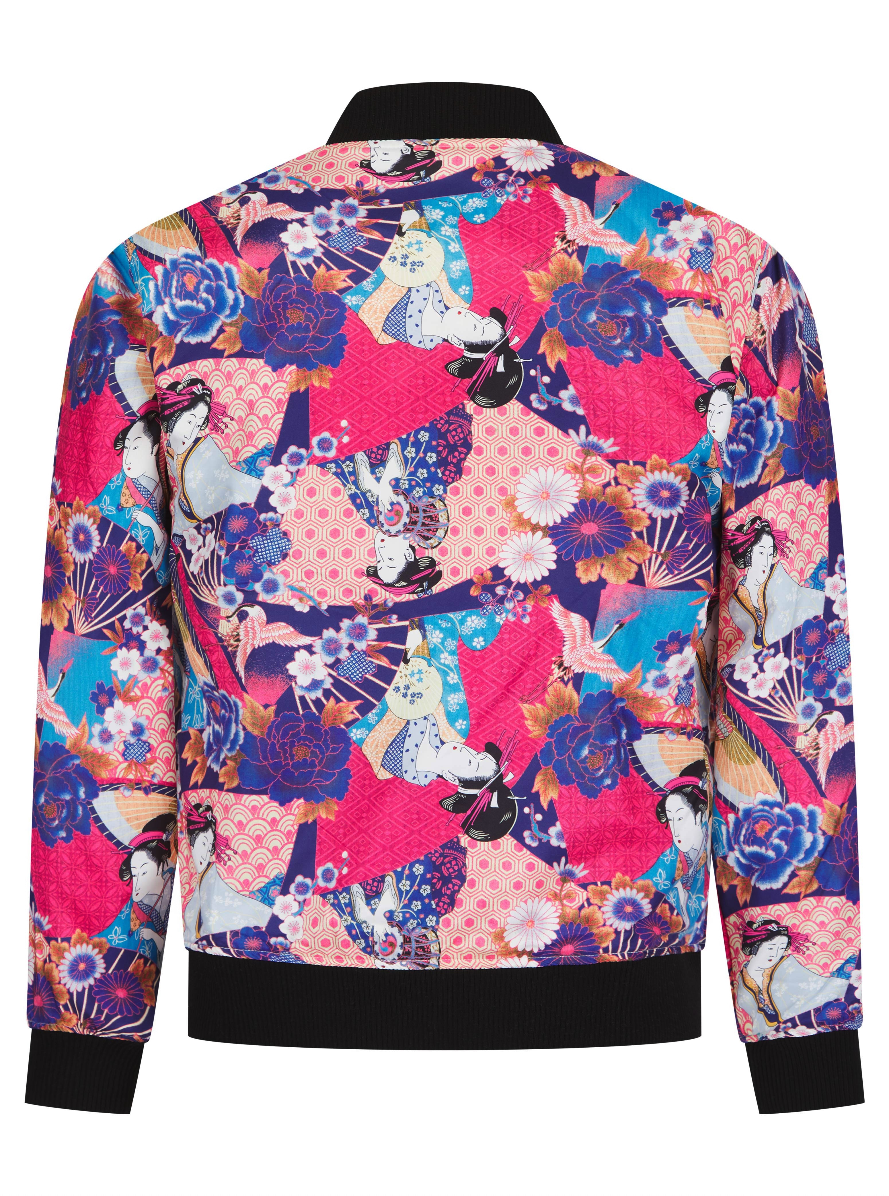 Navy Lumiere Reversible Tiger Sukajan Bomber Jacket