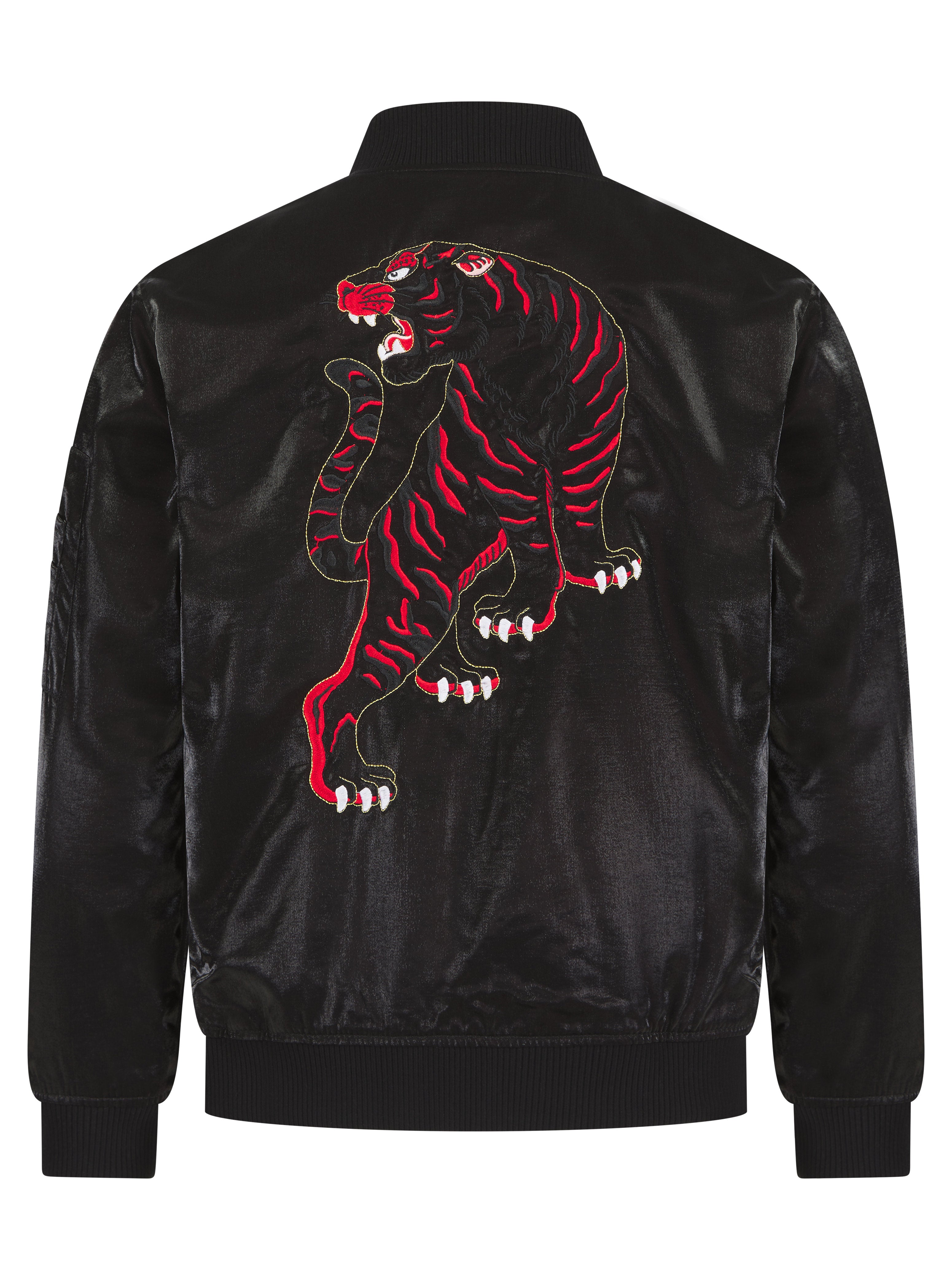 Black Lumiere Reversible Tiger Sukajan Bomber Jacket