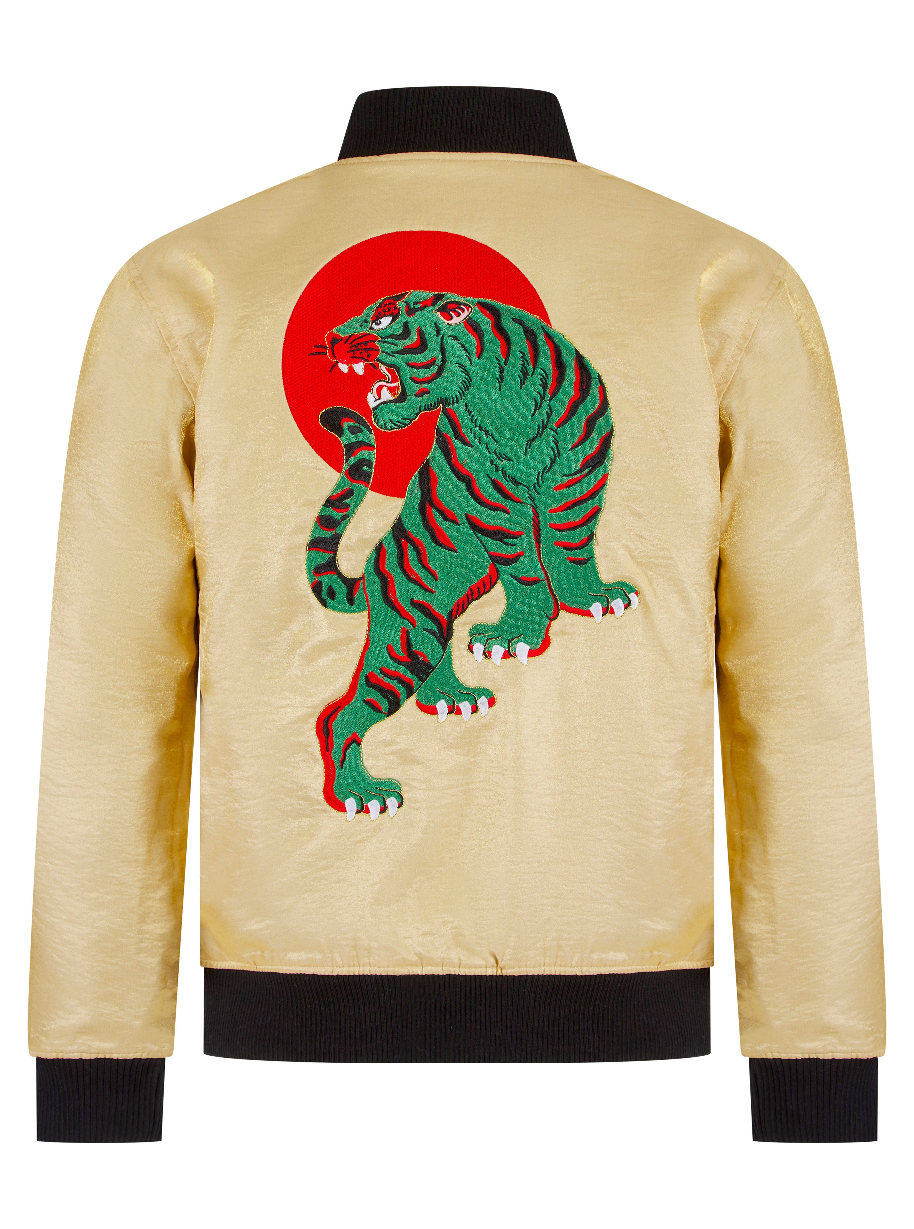 Gold Reversible Tiger Sukajan Unisex Bomber Jacket