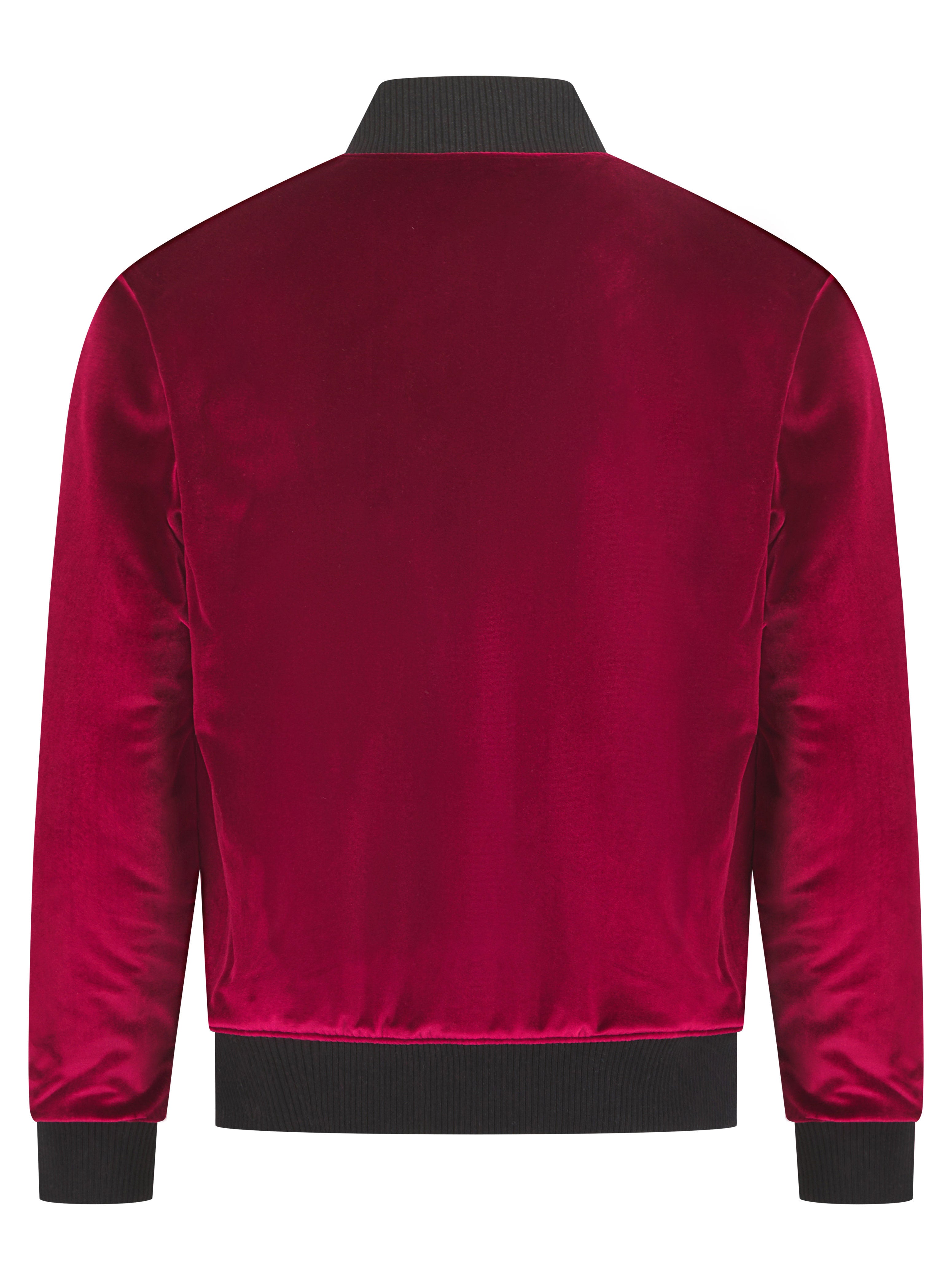 Burgundy Reversible Velvet Quilted Bomber Jacket