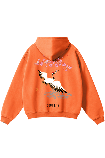 [PRE-ORDER] Reflective Pretty Crane Print Relaxed Fit Hoodie