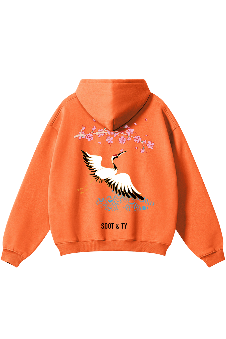 [PRE-ORDER] Reflective Pretty Crane Print Relaxed Fit Hoodie