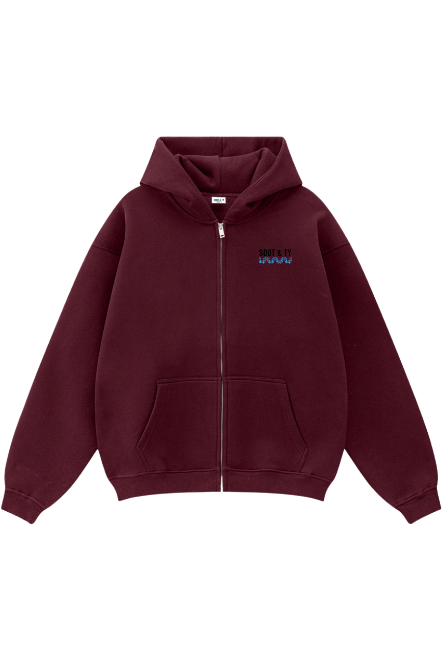 Zip-Up Reflective Pretty Crane Print Relaxed Fit Hoodie