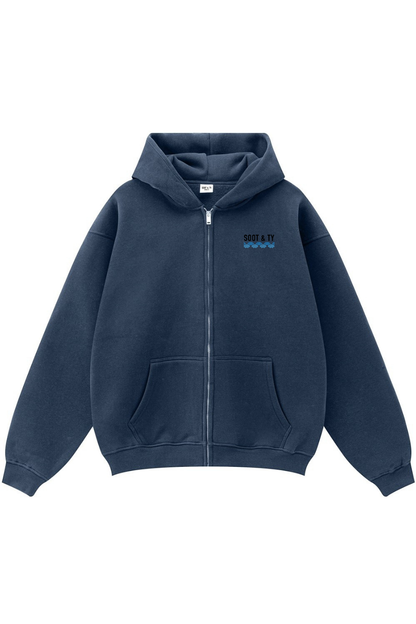 [PRE-ORDER] Zip-Up Reflective Dragon Print Relaxed Fit Hoodie