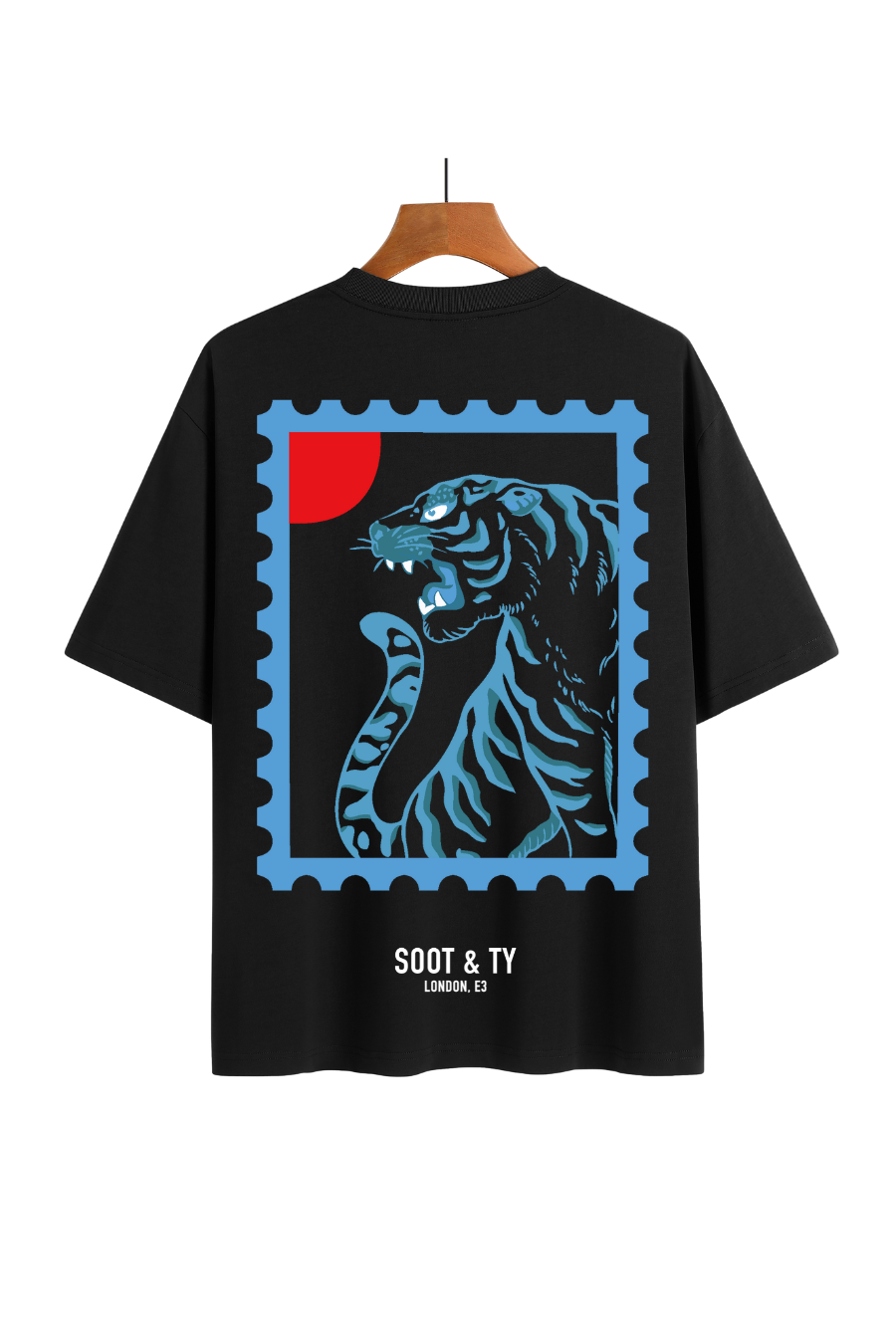 Soot and Ty Tiger Stamp Blue Print Relaxed Fit T-Shirt
