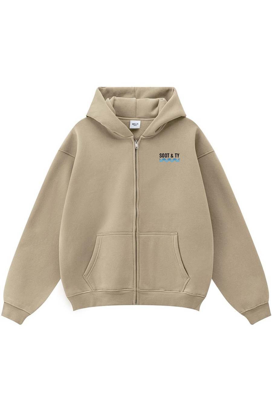 Zip-Up Reflective Koi Print Relaxed Fit Hoodie