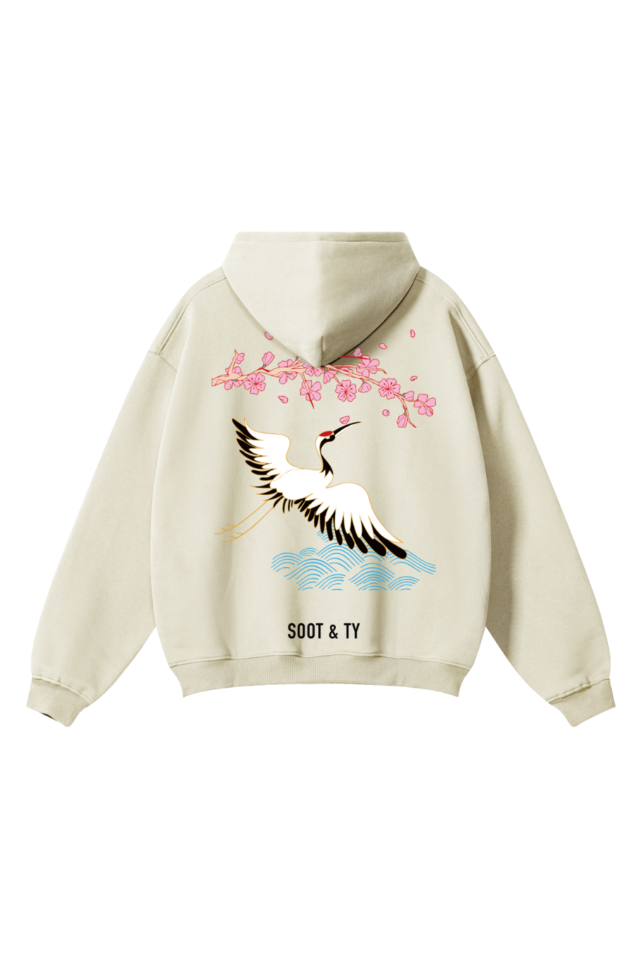 [PRE-ORDER] Reflective Pretty Crane Print Relaxed Fit Hoodie