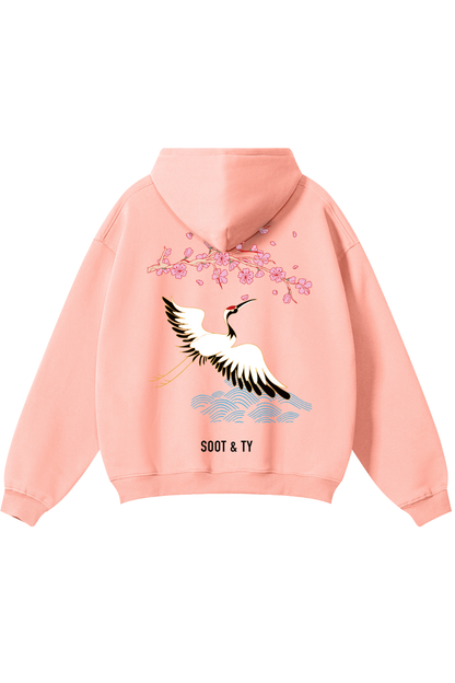 [PRE-ORDER] Reflective Pretty Crane Print Relaxed Fit Hoodie