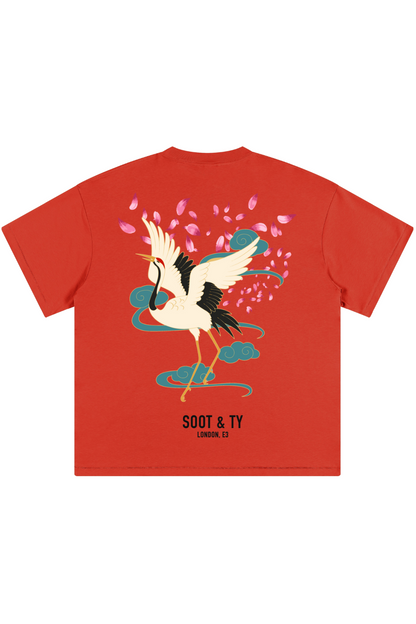 Soot and Ty Kids/Baby T Dancing Crane Print T-Shirt