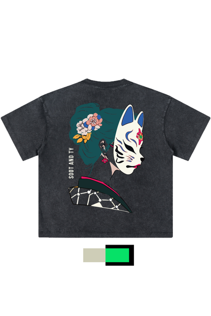 Glow in Dark Mask Relaxed Fit T-Shirt Stonewash Black