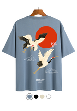 Soot and Ty Flying Cranes Print Relaxed Fit T-Shirt