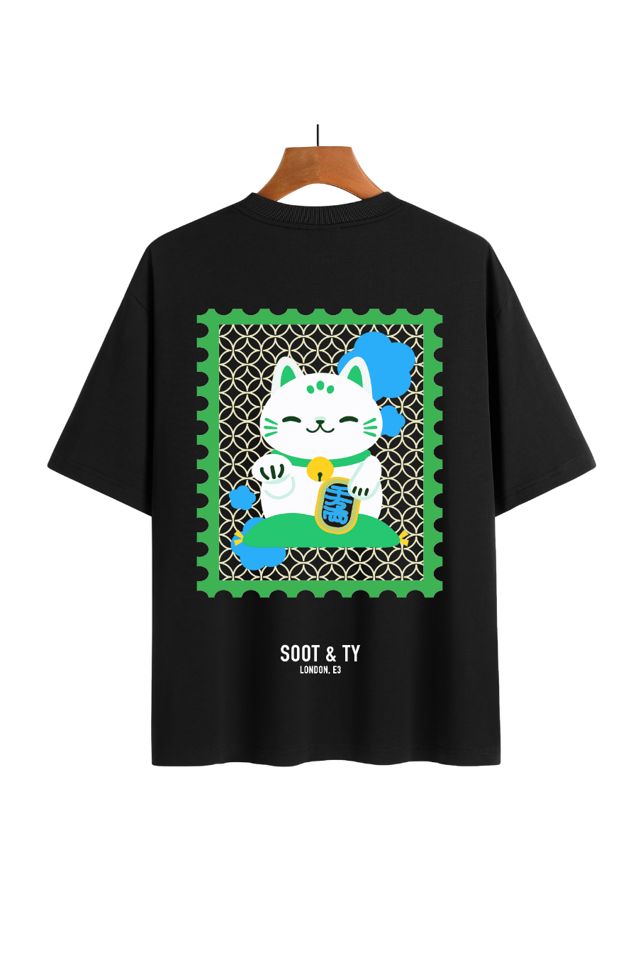 [PRE-ORDER] Soot and Ty Green Lucky Cat Relaxed Fit T-Shirt