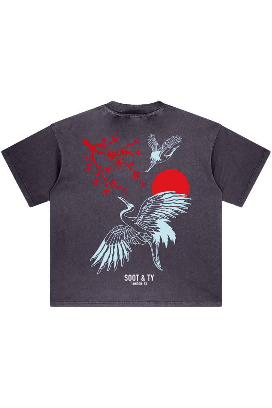 [PRE-ORDER] Stonewash Plum Crane Relaxed Fit T-Shirt