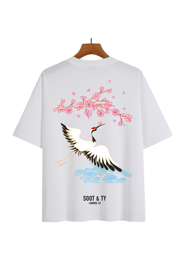 Soot and Ty Pretty Crane Print Relaxed Fit T-Shirt