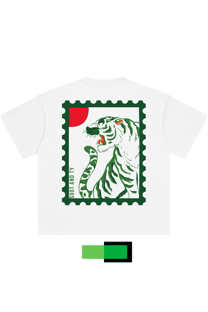 [PRE-ORDER] Glow in Dark Tiger Stamp Relaxed Fit T-Shirt White
