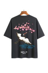 Soot and Ty Pretty Crane Print Relaxed Fit T-Shirt