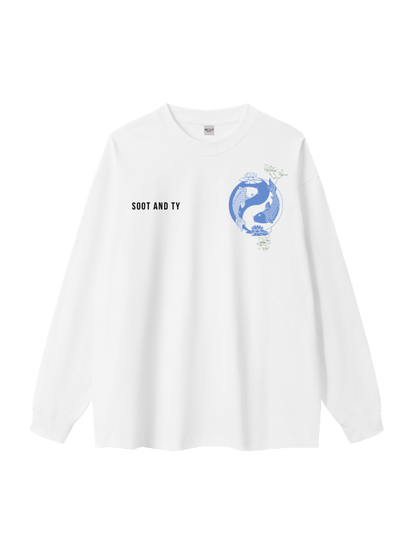 Yin Yang Koi Graphic Oversized Long T-Shirt
