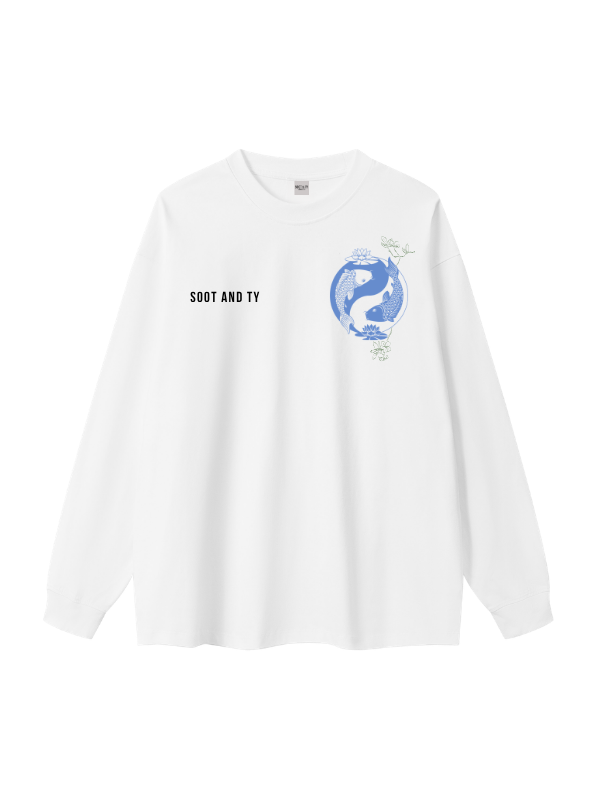 Yin Yang Koi Graphic Oversized Long T-Shirt