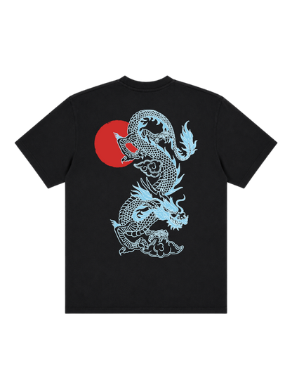 Blue Dragon Graphic Stonewash Oversize Fit T-Shirt