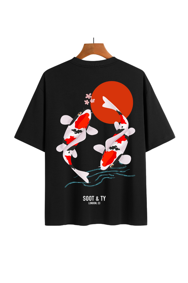 Soot and Ty Koi Print Relaxed Fit T-Shirt
