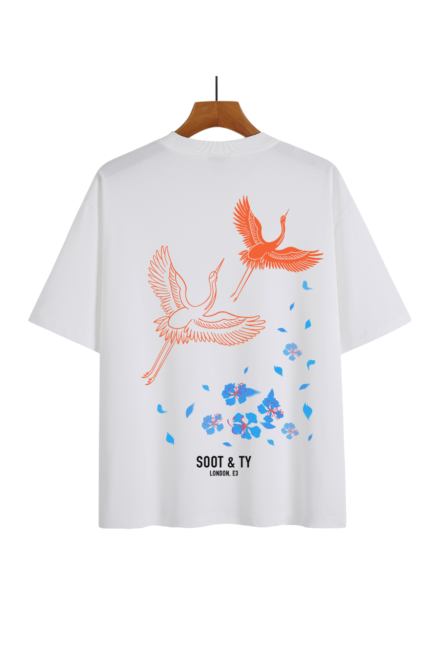Soot and Ty Orange Cranes Relaxed Fit T-Shirt