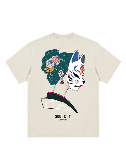 Mask Graphic Stonewash Oversize Fit T-Shirt
