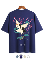 Soot and Ty Dancing Crane Print Relaxed Fit T-Shirt