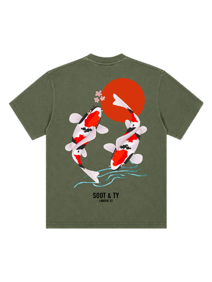 Koi Graphic Stonewash Oversize Fit T-Shirt