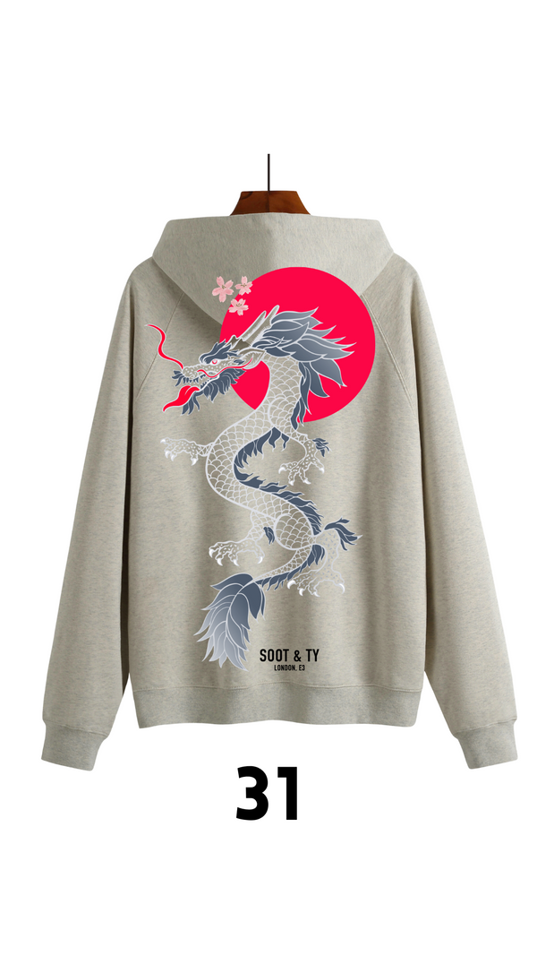 Soot and Ty Reflective Dragon Print Relaxed Fit Hoodie