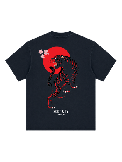 Tiger Graphic Stonewash Oversize Fit T-Shirt