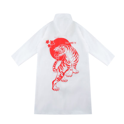 [PRE-ORDER] Re-Usable Travel Raincoat Waterproof Tiger Print with Hood