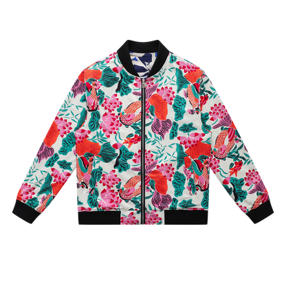 Soot and Ty Koi Orange Reversible Bomber Jacket Unisex