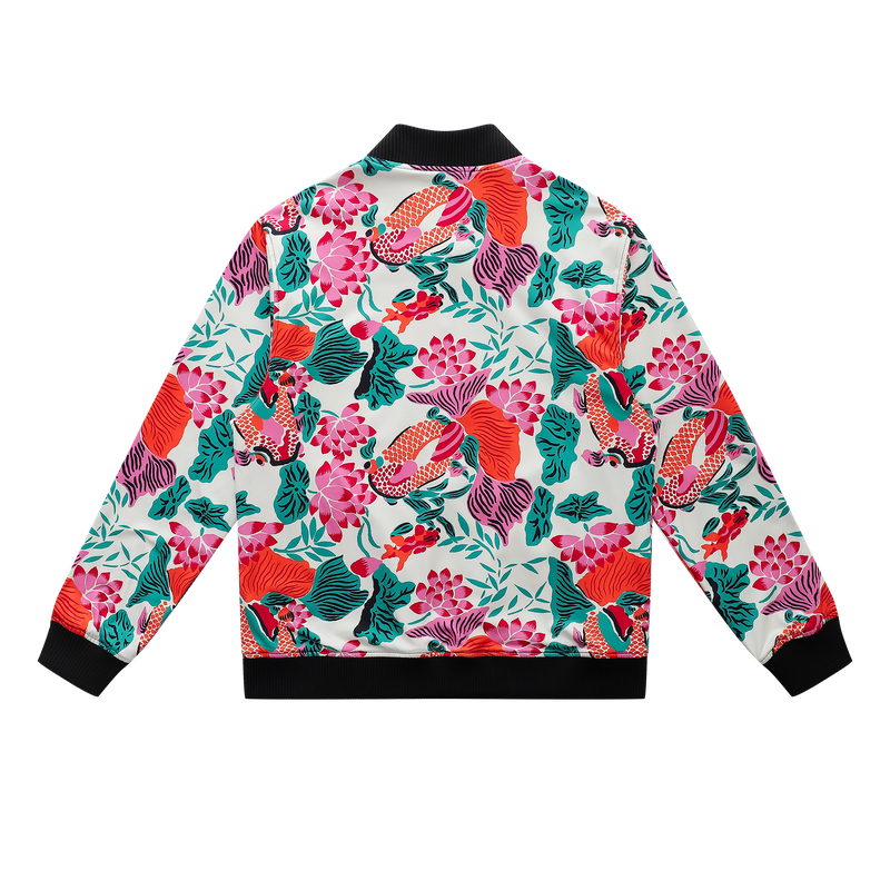Soot and Ty Koi Orange Reversible Bomber Jacket Unisex