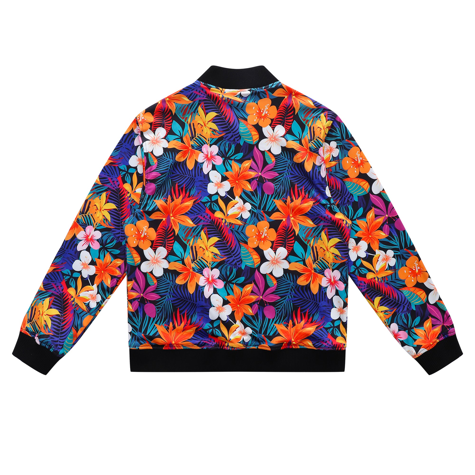 Soot and Ty Reversible Summer Black Floral Bomber Jacket