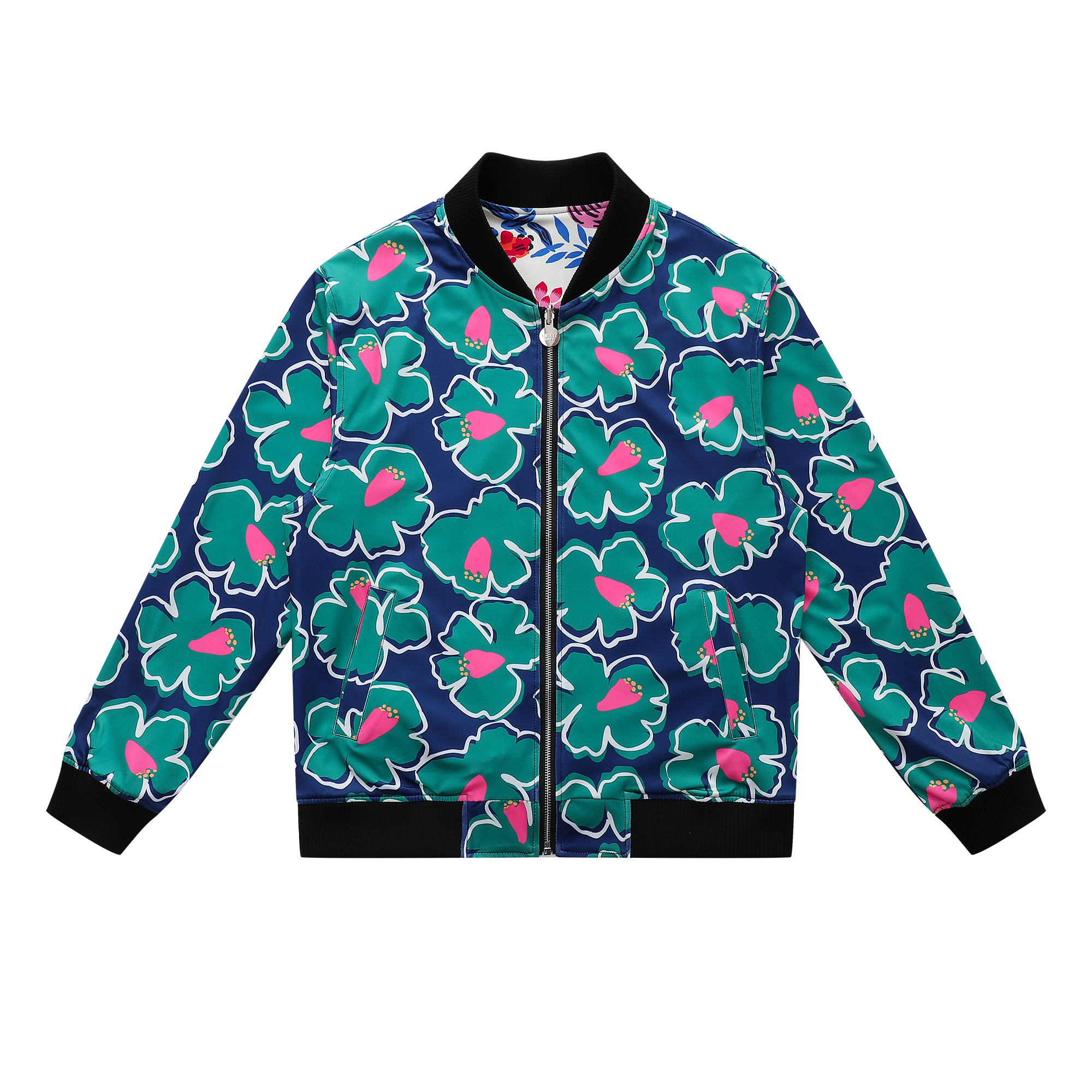 Soot and Ty Koi Blue Reversible Bomber Jacket Unisex