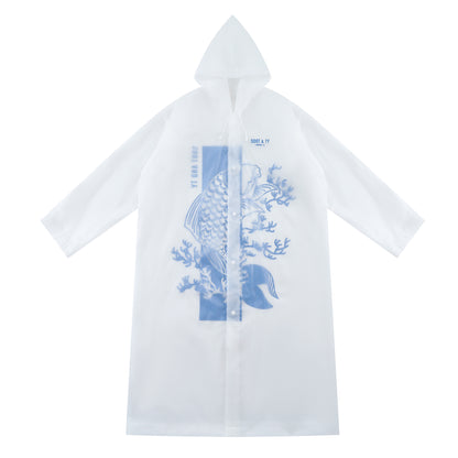 [PRE-ORDER] Re-Usable Travel Raincoat Waterproof Koi Print with Hood