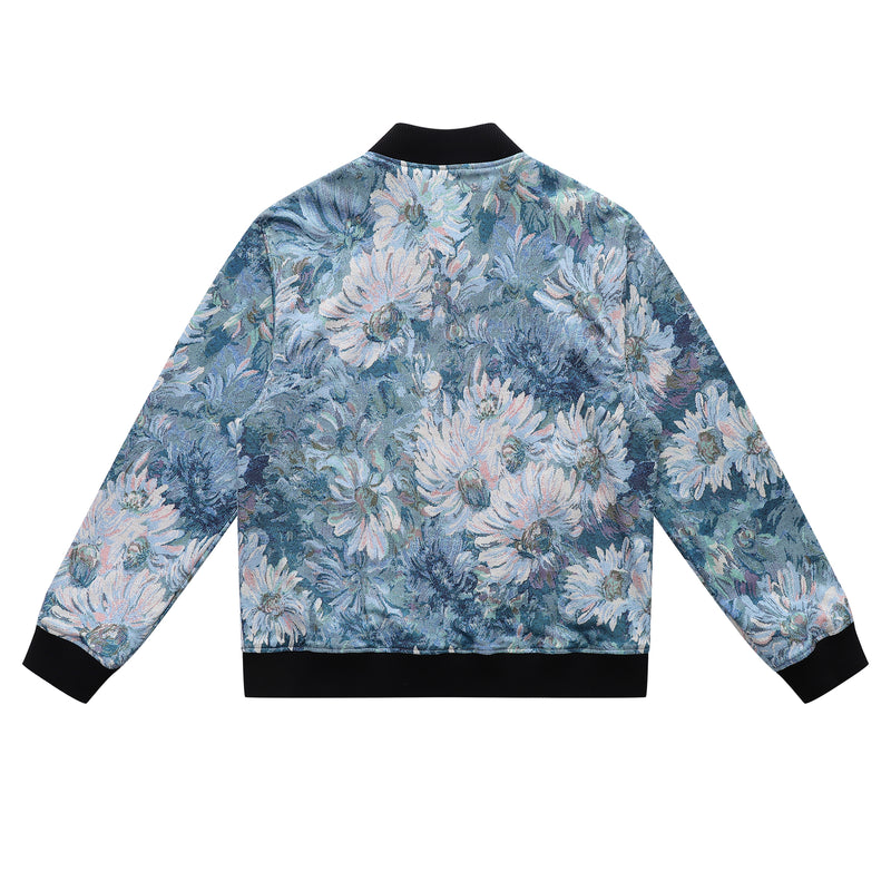 Soot and Ty Reversible Summer Black Floral Bomber Jacket