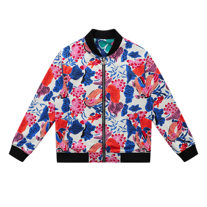 Soot and Ty Koi Blue Reversible Bomber Jacket Unisex