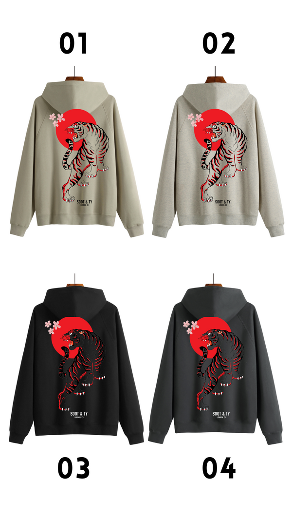 Soot and Ty Reflective Tiger Print Relaxed Fit Hoodie