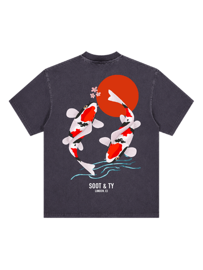 Koi Graphic Stonewash Oversize Fit T-Shirt