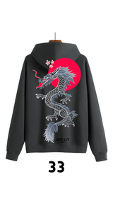 Soot and Ty Reflective Dragon Print Relaxed Fit Hoodie