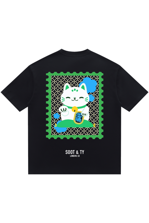 Green Lucky Cat Relaxed Fit T-Shirt