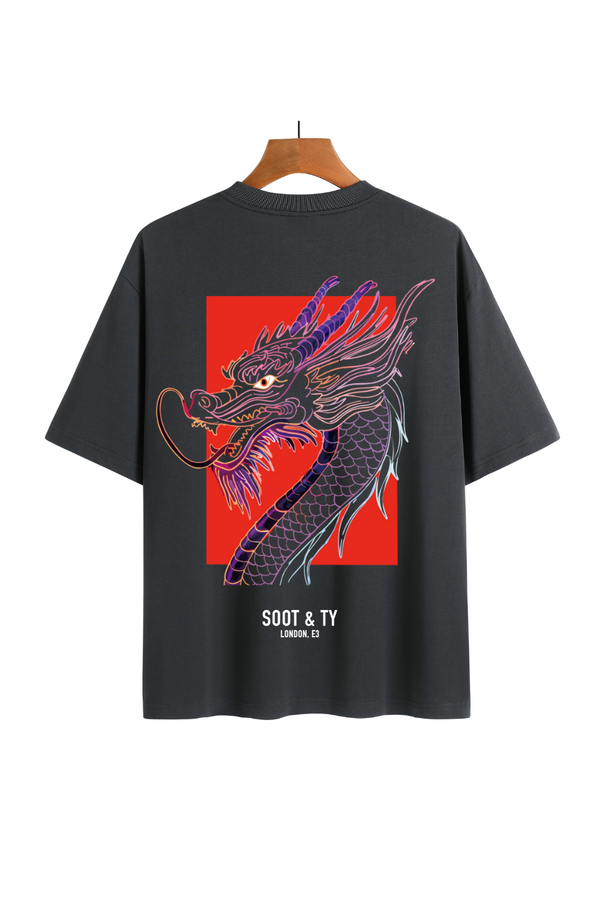 Soot and Ty Dragon Square Print Relaxed Fit T-Shirt