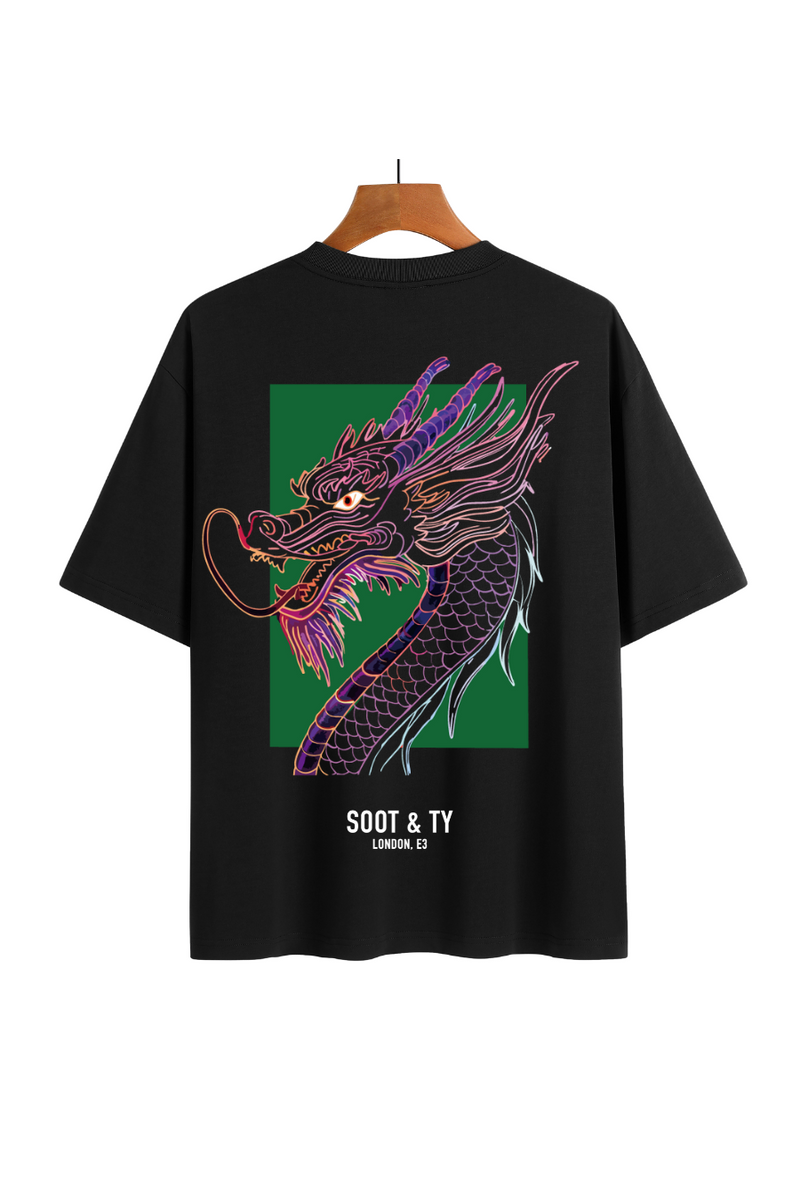 Soot and Ty Dragon Square Print Relaxed Fit T-Shirt