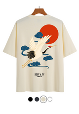 Soot and Ty Flying Cranes Print Relaxed Fit T-Shirt