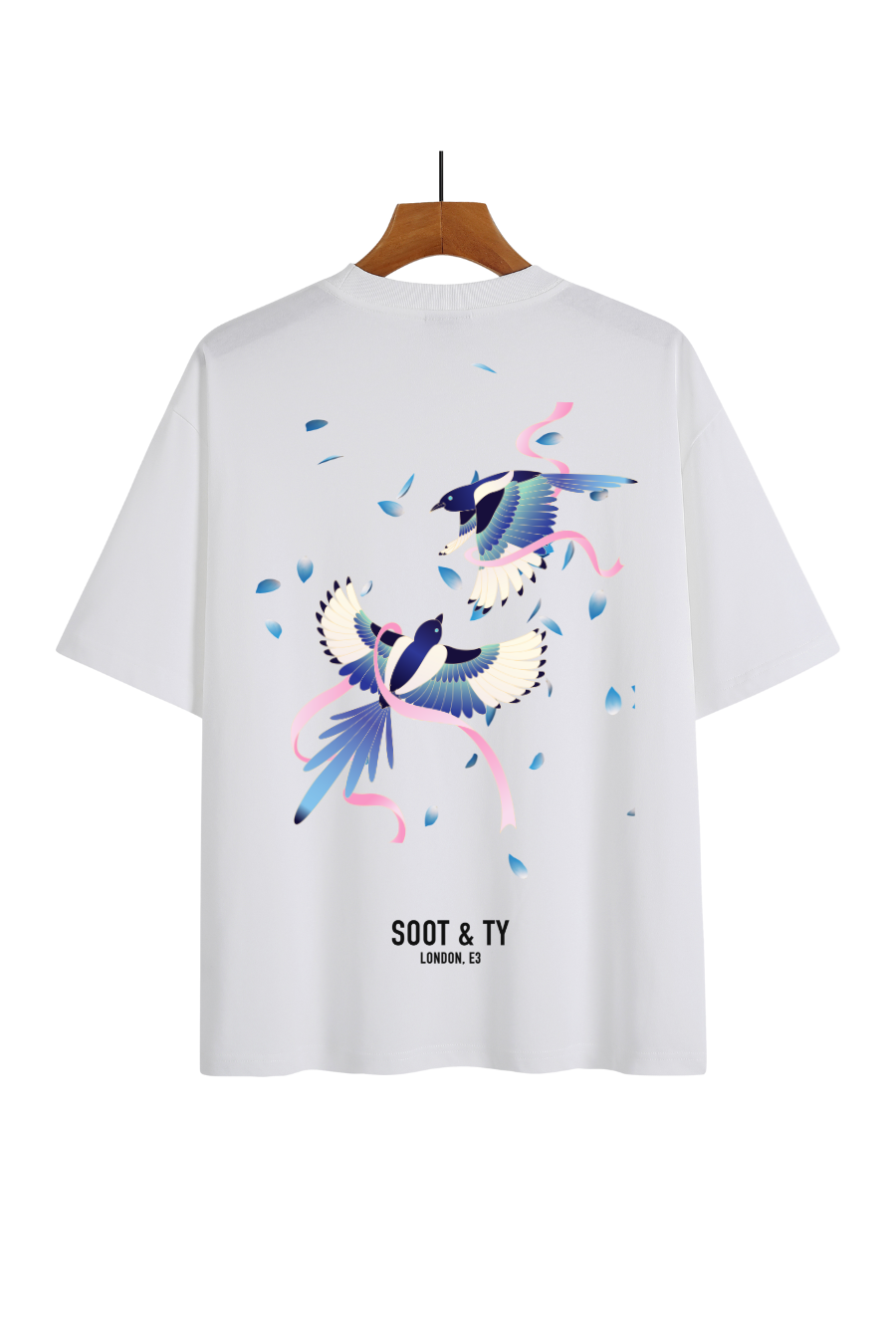 Soot and Ty Ribbon Birds Print Relaxed Fit T-Shirt
